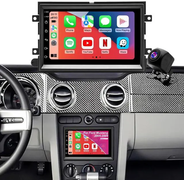 Main image of Car Radio for Ford Mustang 2005-2009, Explorer 2006-2010, Edge 2007-2010, Expedition 2007-2014, 7 Inch Touch Screen Stereo Upgrade with Wireless Carplay Android Auto Bluetooth Backup Camera 5GWiFi FM
