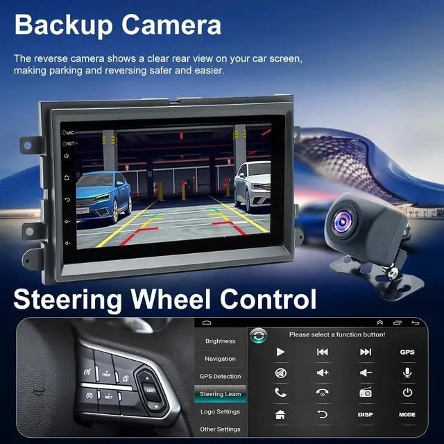 Alt view image 6 of 6 - Car Radio for Ford Mustang 2005-2009, Explorer 2006-2010, Edge 2007-2010, Expedition 2007-2014, 7 Inch Touch Screen Stereo Upgrade with Wireless Carplay Android Auto Bluetooth Backup Camera 5GWiFi FM
