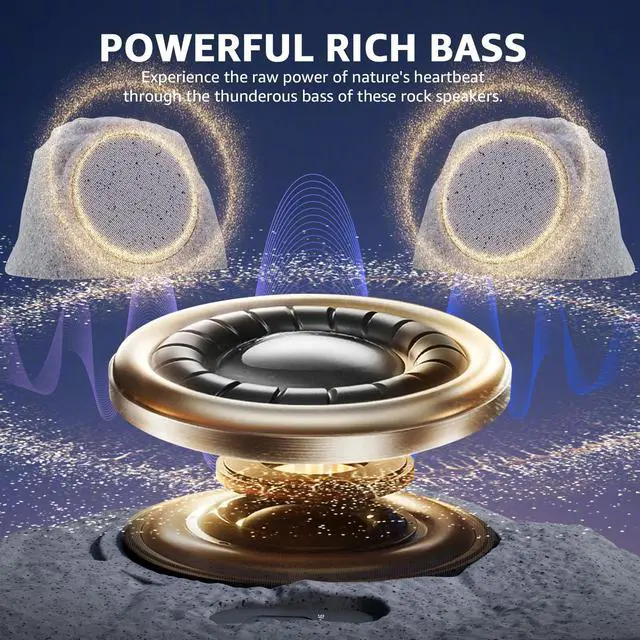 Alt view image 6 of 6 - 1-to-2 Solar Powered Rock Speakers Outdoor Water-Resistant IP44 Rock Speaker with Bass and USB Charging for Patio Pool Party Yard Garden Outside