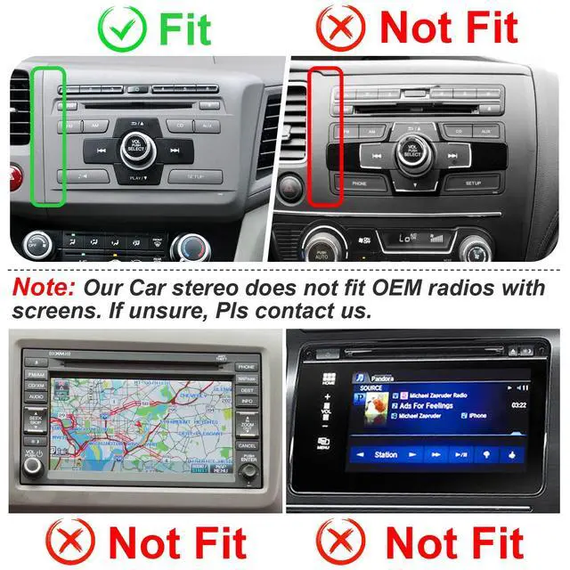 Alt view image 2 of 6 - 9 Inch IPS Touchscreen Android 14 Car Stereo for Honda Civic 2012-2015 with Wireless CarPlay & Android Auto 2+64GB Car Radio, Support GPS, WiFi 6, Bluetooth,5.4, FM, Backup Camera, SWC, Dual USB