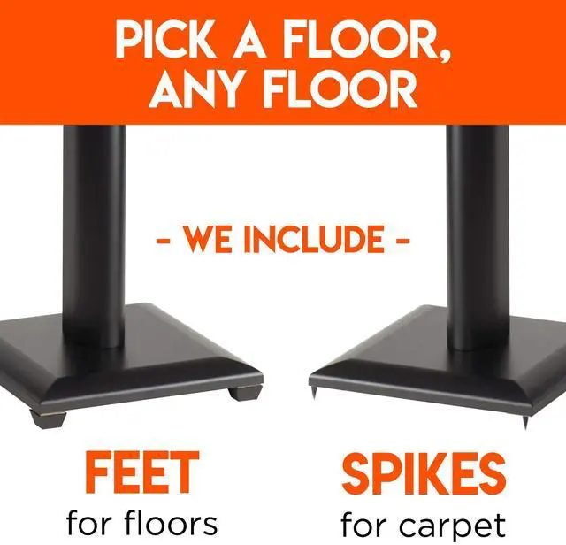 Alt view image 5 of 6 - Premium Universal Floor Speaker Stands - Vibration-Absorbing MDF Design Works with Edifier, Polk, & Other Bookshelf Speakers Or Studio Monitors - Includes Sound Iso Pads & Carpet Spikes