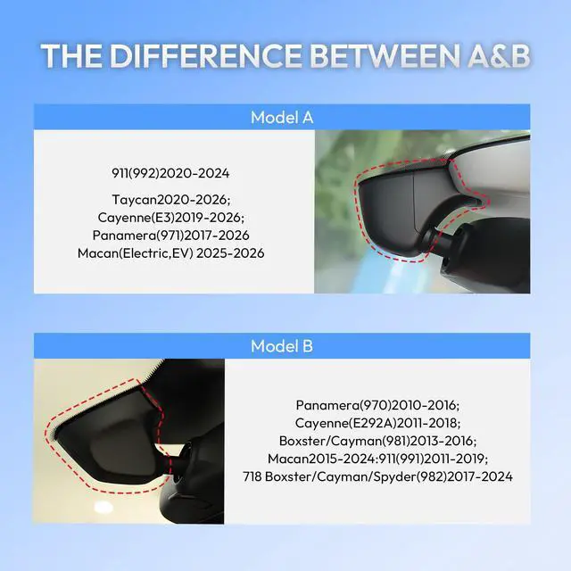 Alt view image 3 of 6 - Single Channel 4K Dash Cam for Porsche Cayenne(E3) 2019-2026, 911(992) 2020-2024, Panamera(971) 2017-2026,Taycan 2020-2026,Macan 2025-2026,OEM-Style,Easy Installation,WiFi & App,64G Card