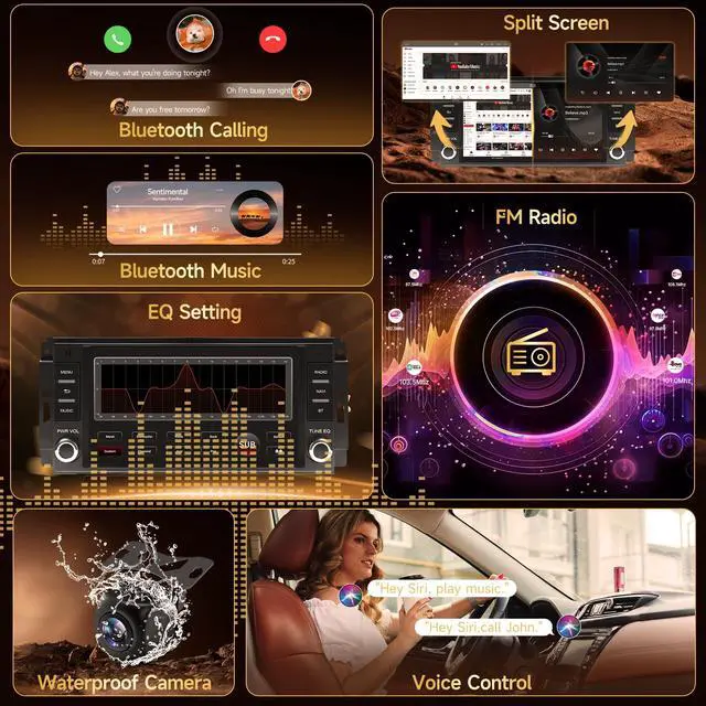 Alt view image 6 of 6 - 8Core Android Car Stereo for Jeep Wrangler JK 2007-2018 Radio for Dodge Ram 1500 2009-2012, 7inch Touch Screen for Wrangler with Carplay Android Auto, Bluetooth, SWC, FM, Backup Camera+Can Bus