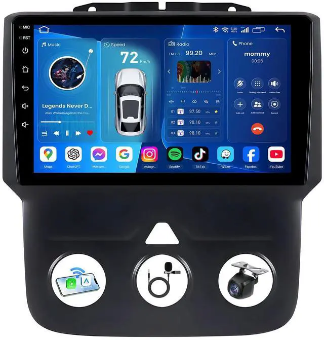 Main image of 4Core+64G ROM Andriod 13 Car Radio for Dodge RAM 1500 2500 2013-2018: 9 inch IPS Touchscreen Car Stereo with Wireless Carplay Android Auto Bluetooth 5G WiFi 1080P Backup Camera GPS FM