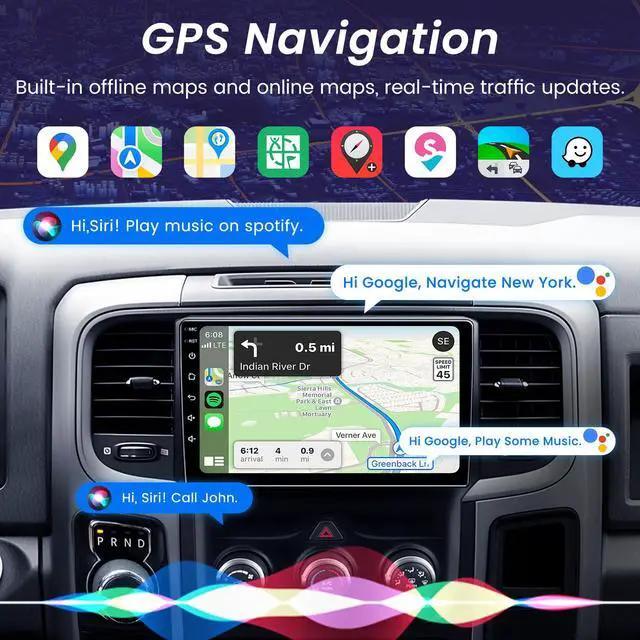 Alt view image 4 of 6 - 4Core+64G ROM Andriod 13 Car Radio for Dodge RAM 1500 2500 2013-2018: 9 inch IPS Touchscreen Car Stereo with Wireless Carplay Android Auto Bluetooth 5G WiFi 1080P Backup Camera GPS FM
