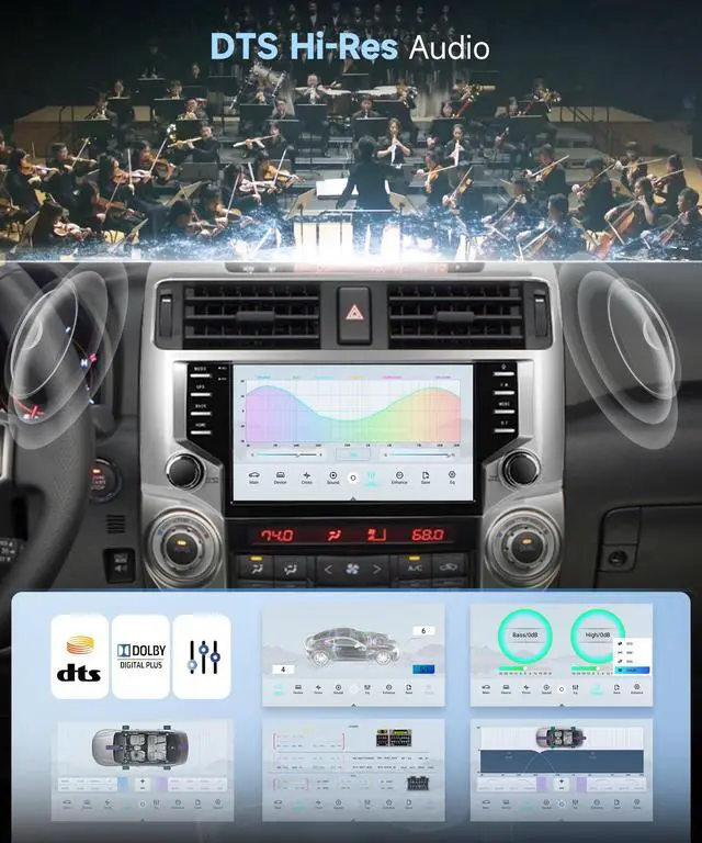 Alt view image 6 of 6 - 5/6GhzWiFi Radio for Toyota 4runner 2010-2020,Snapdragon 8Core 4G+64G 5.1Bluetooth Car Stereo,Wireless Carplay,DSP Hi-Res,Android Auto 9inch 1280x720 IPS Touch Screen,Backup Camera,GPS,FM/RDS