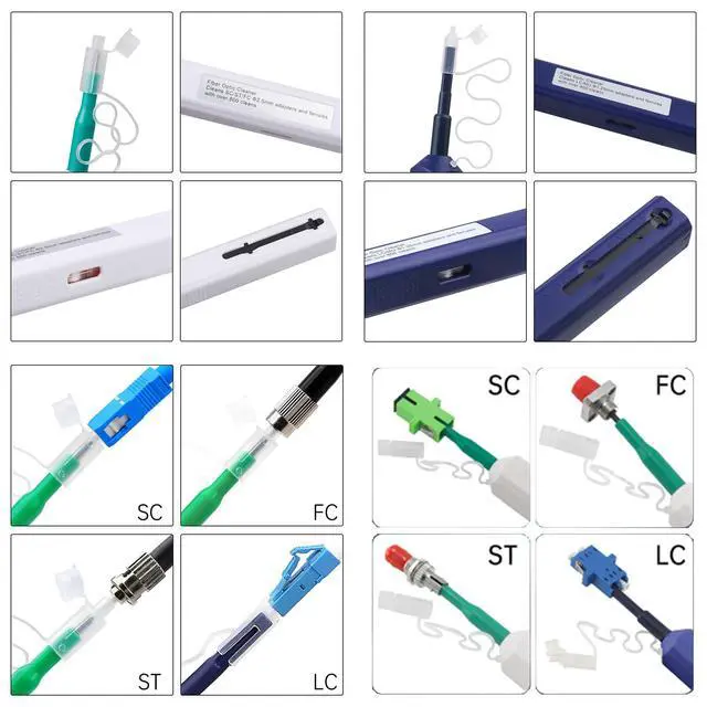 Alt view image 3 of 6 - 10PC Fiber Cleaner Fiber Optic Tools Cleaning Pen for 1.25 mm & 2.5mm SC/FC/ST/LC/MU Connector Over 800 Cleans Fiber End Face Cleans & Optical Connector Cleans