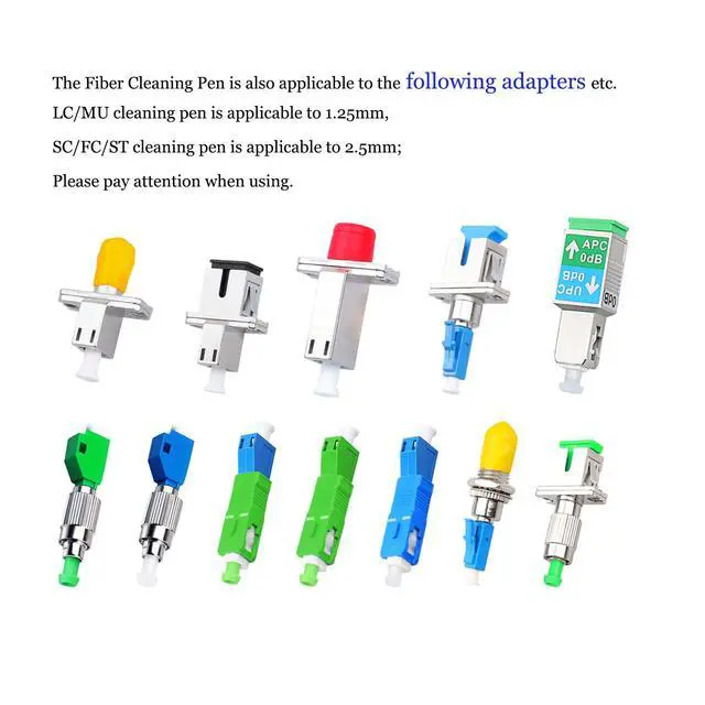Alt view image 4 of 6 - 10PC Fiber Cleaner Fiber Optic Tools Cleaning Pen for 1.25 mm & 2.5mm SC/FC/ST/LC/MU Connector Over 800 Cleans Fiber End Face Cleans & Optical Connector Cleans