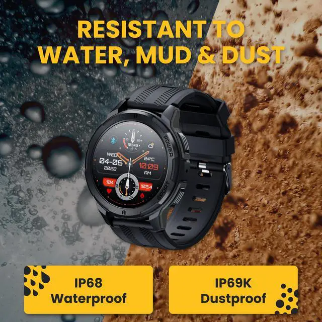 Alt view image 3 of 6 - Rugged Smart Watch for Men, Foreman Smartwatch, Waterproof Digital Watch for The Toughest Jobs, with Fitness Trackers, Heart Rate Monitor, IP68, Pedometer, Workout Modes and More