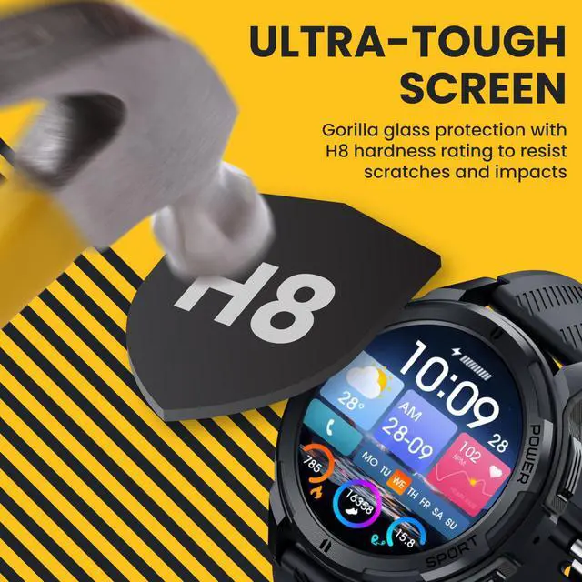 Alt view image 4 of 6 - Rugged Smart Watch for Men, Foreman Smartwatch, Waterproof Digital Watch for The Toughest Jobs, with Fitness Trackers, Heart Rate Monitor, IP68, Pedometer, Workout Modes and More