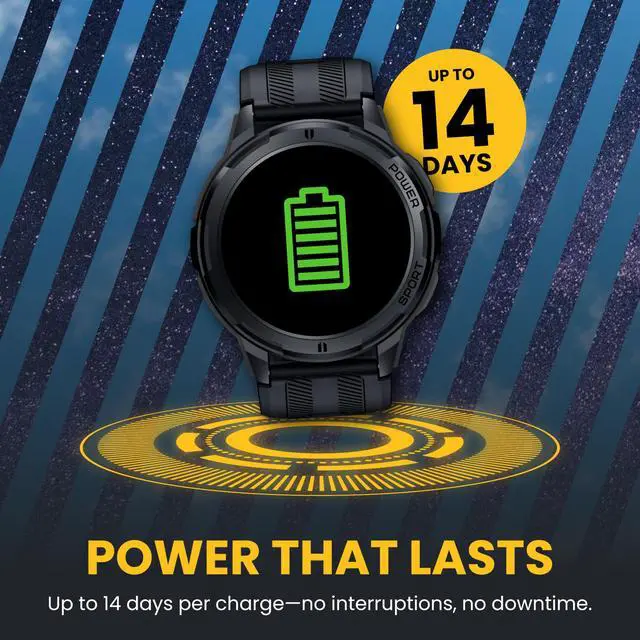 Alt view image 5 of 6 - Rugged Smart Watch for Men, Foreman Smartwatch, Waterproof Digital Watch for The Toughest Jobs, with Fitness Trackers, Heart Rate Monitor, IP68, Pedometer, Workout Modes and More