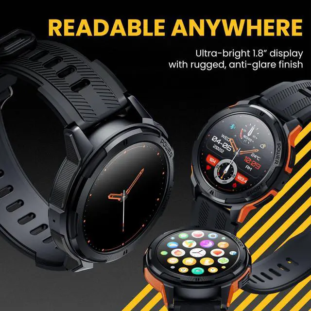 Alt view image 6 of 6 - Rugged Smart Watch for Men, Foreman Smartwatch, Waterproof Digital Watch for The Toughest Jobs, with Fitness Trackers, Heart Rate Monitor, IP68, Pedometer, Workout Modes and More