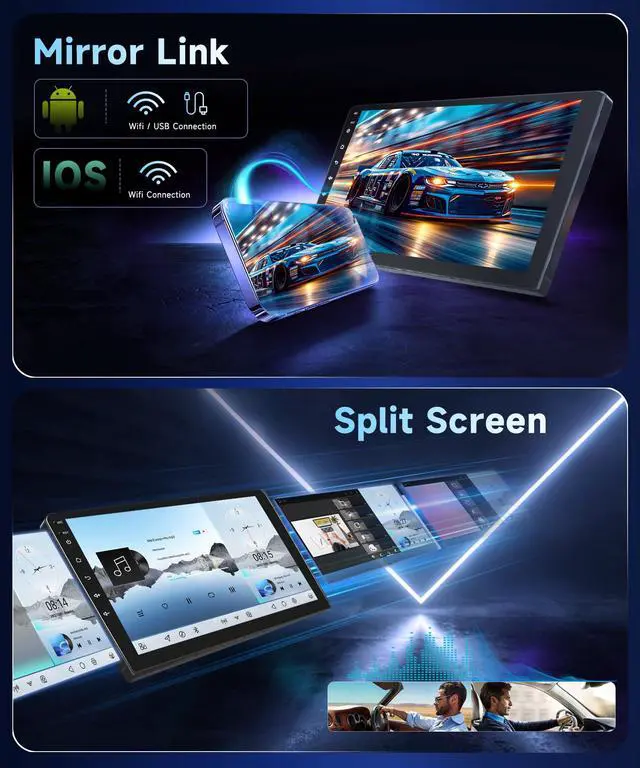 Alt view image 5 of 6 - 8Core4+64G Car Stereo for Toyota RAV4 2003-2005 Wireless CarPlay/Android Auto Android Radio with Qualcomm 9" IPS Touch Screen,BT5.1,DSP Hi-Res,GPS,SWC,Backup Camera for Toyota RAV4 Radio