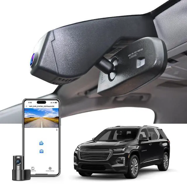 Main image of Front 4K & Rear 1080P Dash Cam Custom fit for Chevy 2nd Gen Traverse 2018-2023 (Model A), Model A & Model B Have Same Models Years but Vehicle Sensor Cover are Different, WiFi, App, 128G Card