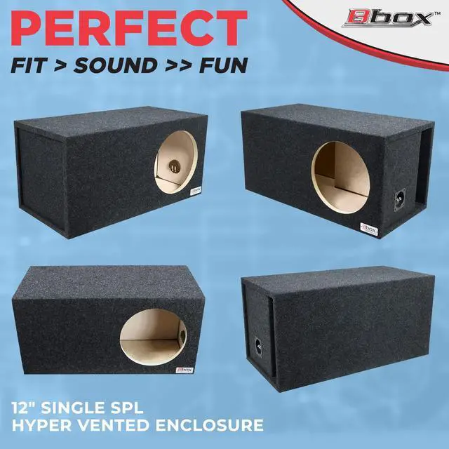 Alt view image 6 of 6 - Bbox Single Vented 12 Inch Subwoofer Enclosure - SPL-Tuned Single Car Subwoofer Boxes & Enclosures - Premium Subwoofer Box Improves Audio Quality, Sound & Bass - Nickel Finish Terminals