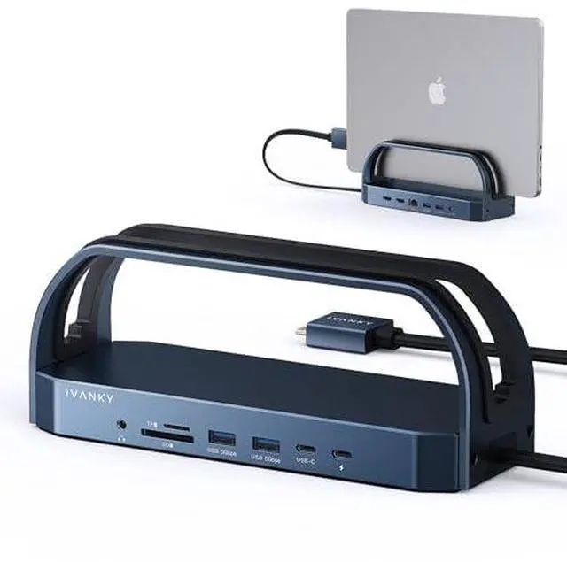 Main image of 12-in-2 FusionDock 2 Vertical Docking Station Stand for MacBook Pro with 150W Power Adapter, Dual 4K@60Hz Monitor Dock for Mac M3/M4/M5 Pro/Max Display 2x HDMI,96W PD,6 USB,Ethernet SD/TF/Audio