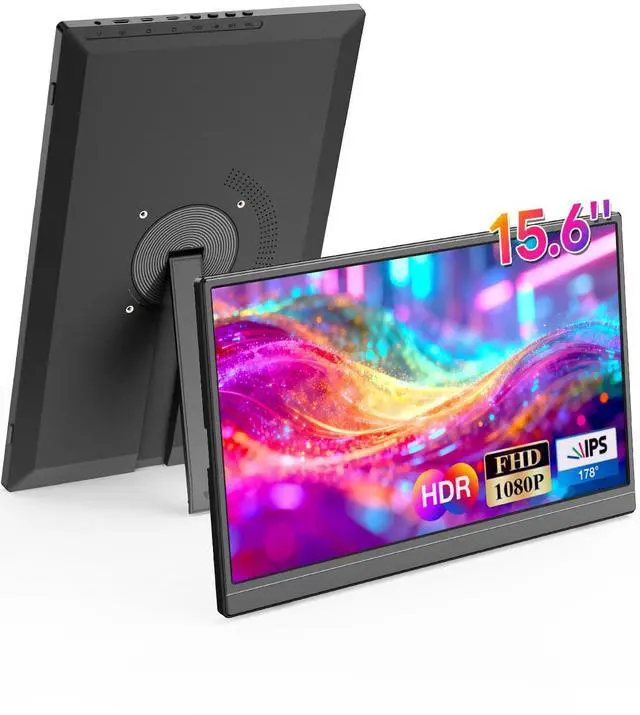 Main image of 15.6 Inch Portable Monitor, 1080P FHD IPS Ultra-Slim Laptop Travel Monitor with Kickstand & Speakers, USB-C HDMI Plug & Play HDR External Monitor for Laptop PC Phone PS5 Xbox Switch