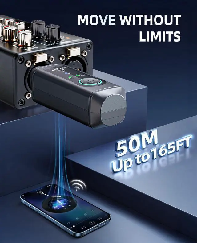 Alt view image 5 of 6 - XLR Bluetooth Receiver, Wireless BT Adapter, Bluetooth 5.3, 48kHz/24bit, for Mixing Console Desk, Audio Mixers, PA Speakers, DJ Systems, 165ft Range, 15H Battery Life (2 Pack for Stereo)