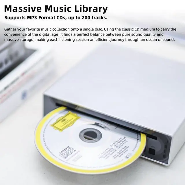 Alt view image 6 of 6 - SMSL PL100PRO CD Player,RCA/Optical/Coaxial/XLR Balanced/3.5+4.4mm Headphone Output,200mW 32,2*CS43131 High-End DAC Chips,Compatible with CD-R/CD-RW/MP3 Discs,Lossless MQA Playback