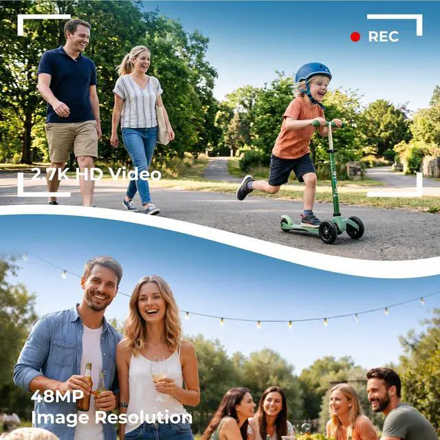 Alt view image 2 of 6 - Camcorder Video Camera 2.7K 48MP Vlogging Camera, 18X Digital Zoom Video Camera for YouTube, 3" 270° Rotatable Screen Camcorder with LED Light & Webcam, Anti-Shake Function for Beginners