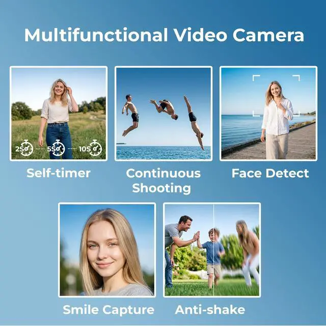 Alt view image 6 of 6 - Camcorder Video Camera 2.7K 48MP Vlogging Camera, 18X Digital Zoom Video Camera for YouTube, 3" 270° Rotatable Screen Camcorder with LED Light & Webcam, Anti-Shake Function for Beginners