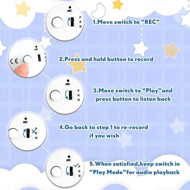 Alt view image 4 of 6 - 20 Pieces 20 Second Voice Recorder for Stuffed Animal, Sound Recorder Box Recordable Button Module Recording Device Record Custom Message Music for Plush Doll Stuffed Bear Toy Pillow
