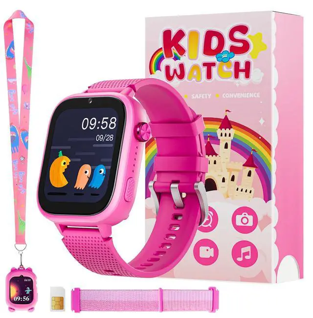 Main image of 4G Kids Smart Watches Girls Gifts Age 3-12, Smart Watch for Kids with 47 Games, two-way calling feature, SOS emergency call Camera Video Recorder Gift Toys for Girls Ages 5 6 7 8 9 10 (Rose Red)