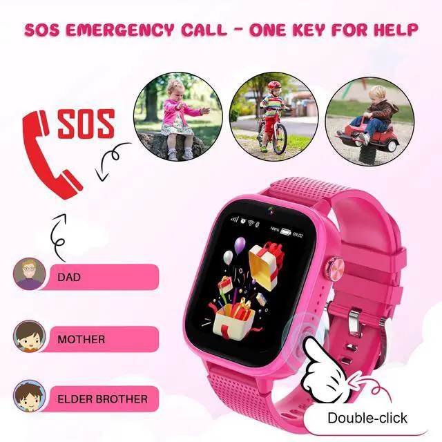 Alt view image 3 of 6 - 4G Kids Smart Watches Girls Gifts Age 3-12, Smart Watch for Kids with 47 Games, two-way calling feature, SOS emergency call Camera Video Recorder Gift Toys for Girls Ages 5 6 7 8 9 10 (Rose Red)