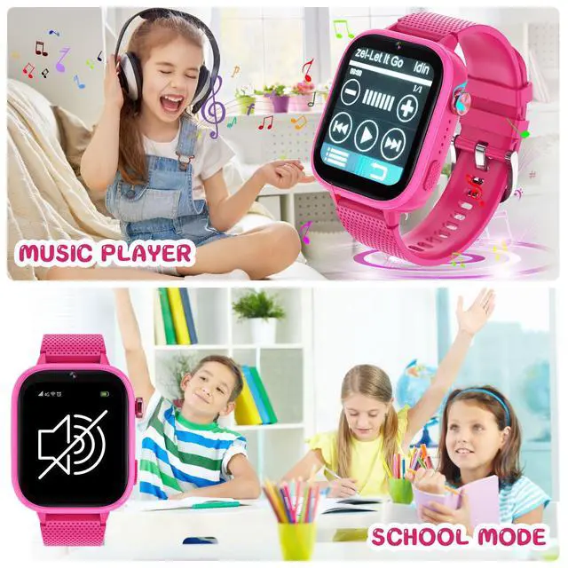 Alt view image 4 of 6 - 4G Kids Smart Watches Girls Gifts Age 3-12, Smart Watch for Kids with 47 Games, two-way calling feature, SOS emergency call Camera Video Recorder Gift Toys for Girls Ages 5 6 7 8 9 10 (Rose Red)