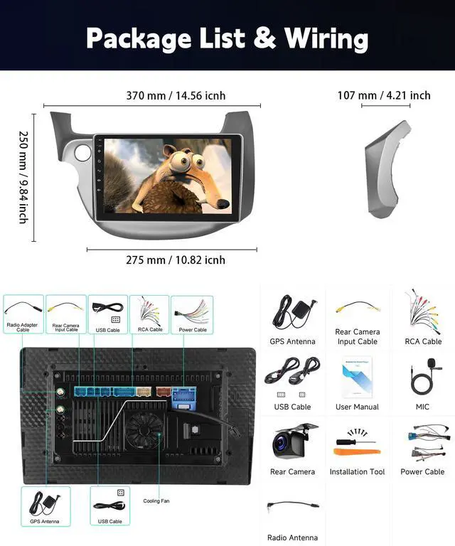 Alt view image 6 of 6 - Qualcomm 8Core 4+64G Car Stereo for Honda Fit 2008-2013 Wireless CarPlay/Android Auto Android Radio with 10.1" IPS Touch Screen,BT5.1,DSP Hi-Res,GPS,5G WiFi,SWC,Backup Camera,Online Upgrade