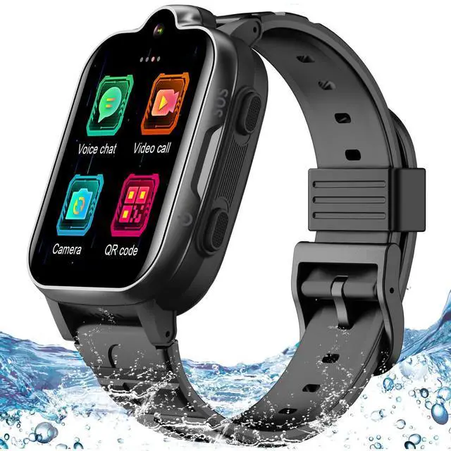 Main image of 4G GPS Smart Watch for Kids with Calling Whatsapp Line Facebook TikTok Tracker Phone Watch Video Call SOS Alarm Voice Chat Message Real-Time Elderly Tracking Smartwatch for Age 3-15 Gift Black