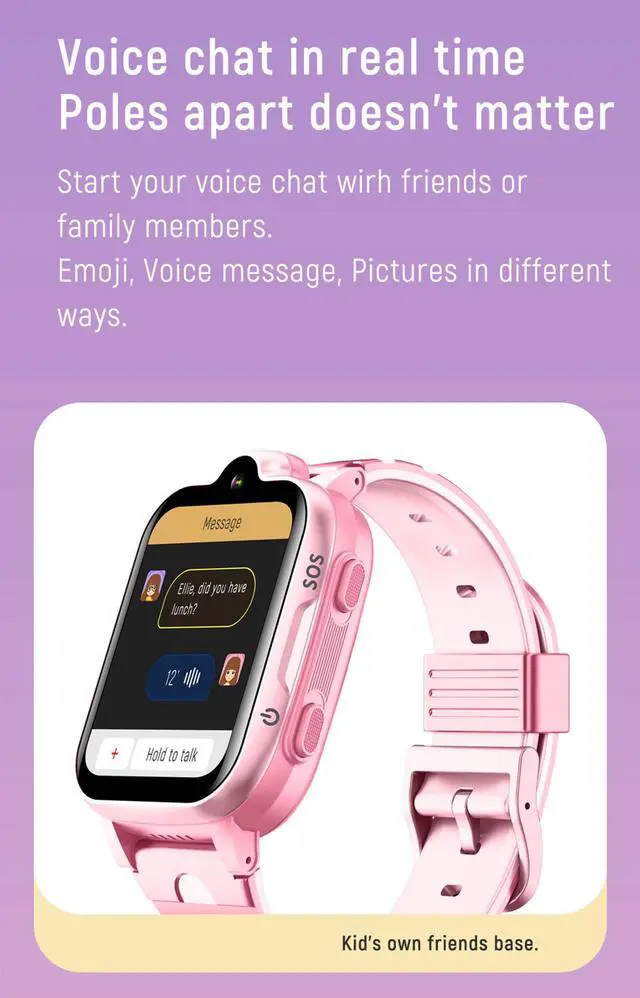 Alt view image 5 of 6 - 4G GPS Smart Watch for Kids with Calling Whatsapp Line Facebook TikTok Tracker Phone Watch Video Call SOS Alarm Voice Chat Message Real-Time Elderly Tracking Smartwatch for Age 3-15 Gift Black