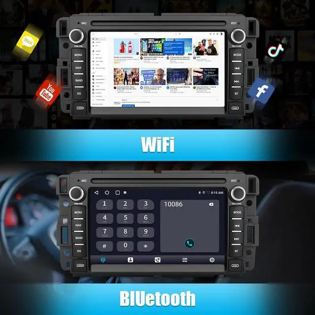 Alt view image 4 of 6 - Car Radio Stereo for Chevy Silverado 2007-2014 Tahoe GMC Sierra Yukon,2+64G Android 13 Touch Screen Head Unit with CarPlay Android Auto Bluetooth GPS FM AM DSP
