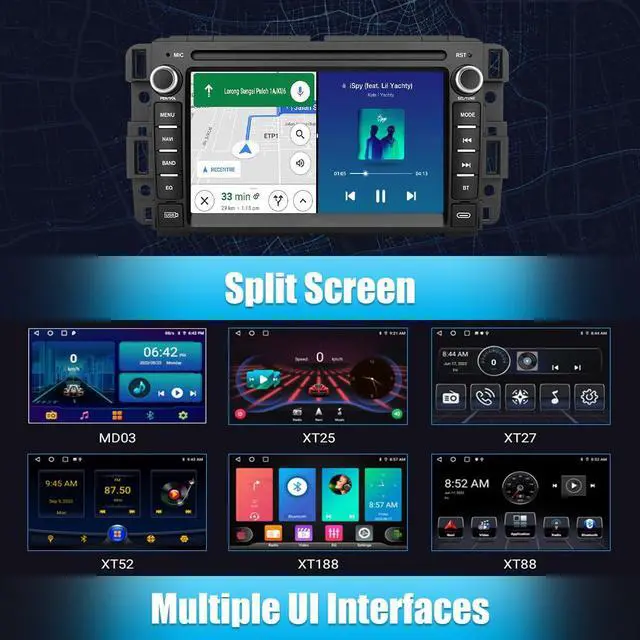 Alt view image 5 of 6 - Car Radio Stereo for Chevy Silverado 2007-2014 Tahoe GMC Sierra Yukon,2+64G Android 13 Touch Screen Head Unit with CarPlay Android Auto Bluetooth GPS FM AM DSP