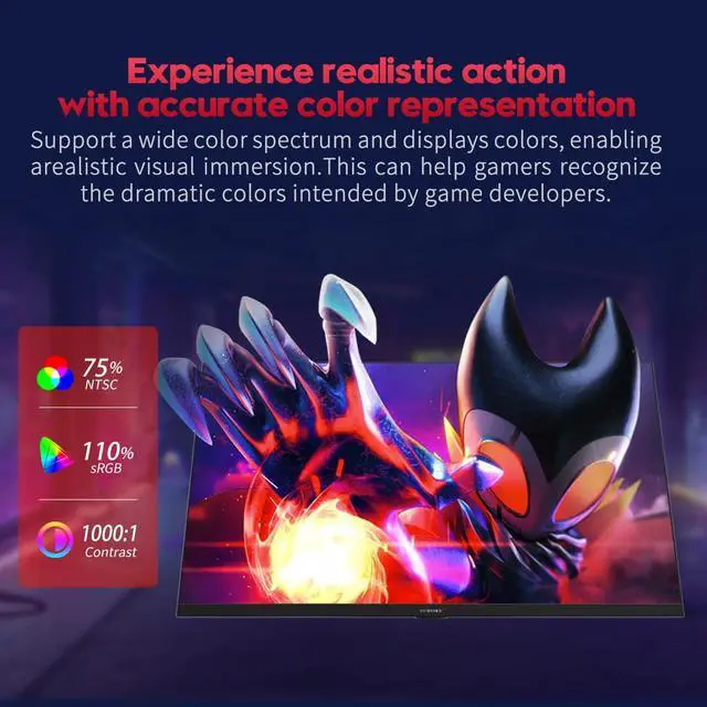 Alt view image 5 of 6 - Gaming Monitor 27 inch 240Hz 1ms FHD (1920x1080p) Computer Monitor, 110% sRGB HDR10 HDMI x 2 & DP x 2 Port, Built-in Speakers, Support Freesync and Wall Mount