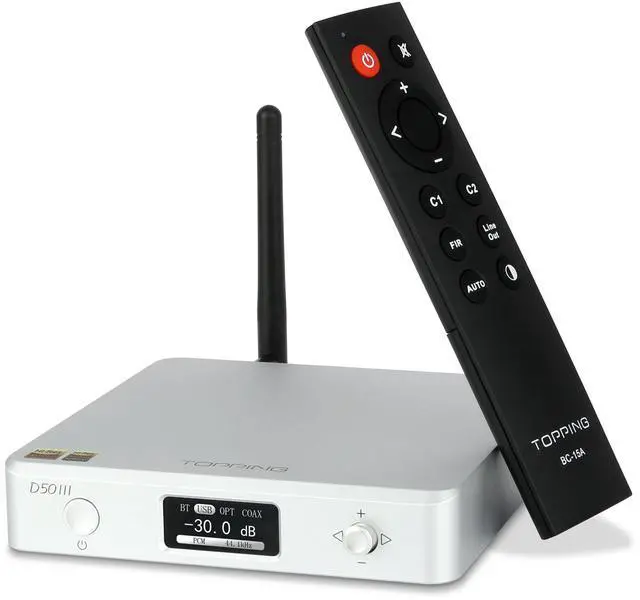 Main image of Topping D50 III DAC Preamplifier - LDAC Bluetooth 5.1 Dual ES9039Q2M D/A Chips Supports DSD512 PCM768kHz,PEQ Adjustment and Remote Control (Silver)