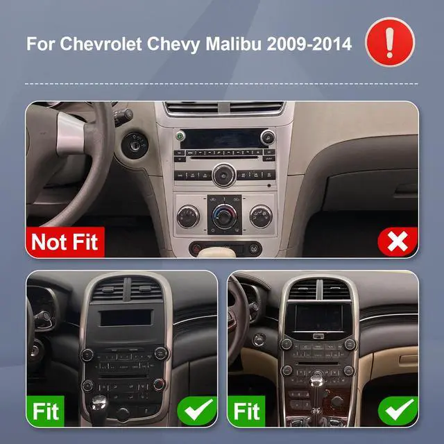 Alt view image 2 of 6 - 9 Inch IPS Touchscreen Android 14 Car Stereo for Chevrolet Chevy Malibu 2009-2014 with Wireless CarPlay & Android Auto 2+64GB Car Radio, Support WiFi 6, Bluetooth,5.4, Backup Camera, SWC