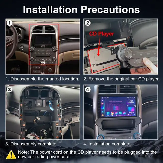 Alt view image 4 of 6 - 9 Inch IPS Touchscreen Android 14 Car Stereo for Chevrolet Chevy Malibu 2009-2014 with Wireless CarPlay & Android Auto 2+64GB Car Radio, Support WiFi 6, Bluetooth,5.4, Backup Camera, SWC