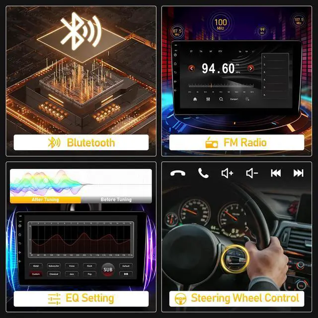 Alt view image 6 of 6 - Android 12 Car Radio for Toyota Tundra 2014-2019 Touch Screen, 9Inch Car Stereo for Tundra Head Unit with Carplay, Android Auto, Navi GPS, Bluetooth, WiFi, FM, SWC + Backup Camera - 2+32G