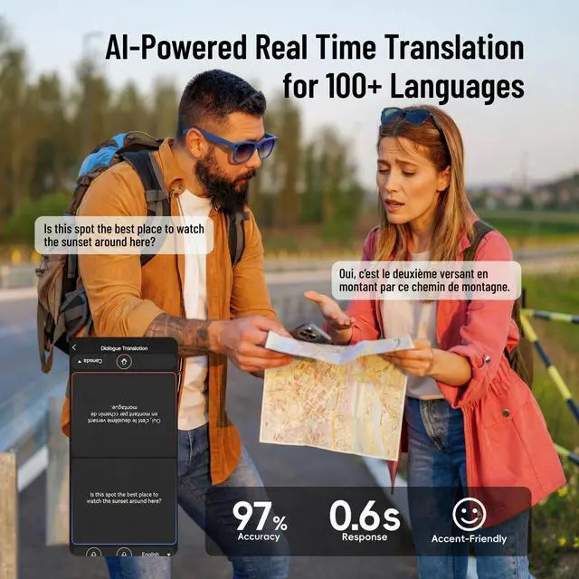 Alt view image 4 of 6 - 2026 AI Smart Glasses with Camera, 8MP HD Lens 1080P Video Recording Glasses, ChatGPT AI Assistant Real-Time Translation Open-Ear Audio Camera Glasses for Men Women Vlog Travel Work Meetings