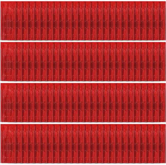 Main image of 100 Pack Red Foil Fringe Backdrop Curtains 3.2ft x 8.2ft Tinsel Foil Fringe Curtains for Birthday Party Decorations Photo Booth Backdrop for Halloween Christmas New Year Holiday Decorations