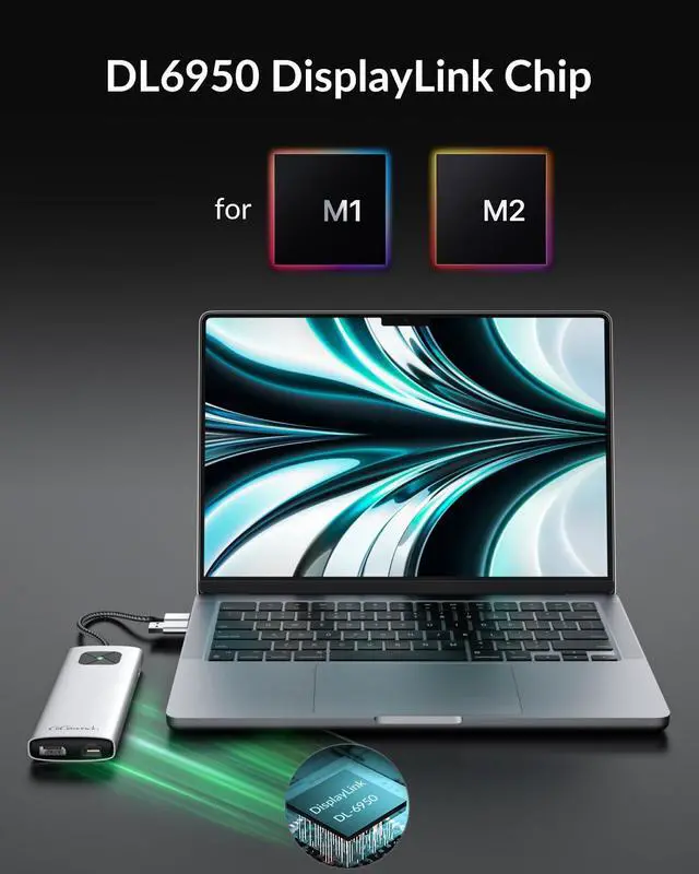 Alt view image 3 of 6 - LK10 10 in 1 Laptop Docking Station Dual Monitor, USB C Hub Dual 4K@60Hz HDMI, 2 DP, 3 USB A, 100W PD, 1000Mbps Ethernet, 3.5MM Audio, USB Multiport C Adapter for MacBook/DELL/HP/Lenovo
