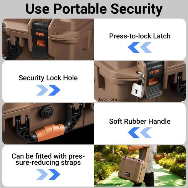Alt view image 6 of 6 - Starlink Mini Carrying Case with Precision Cut Foam, Waterproof Portable Starlink Mini Hard Case, Khaki, for Travel, Camp, Rv