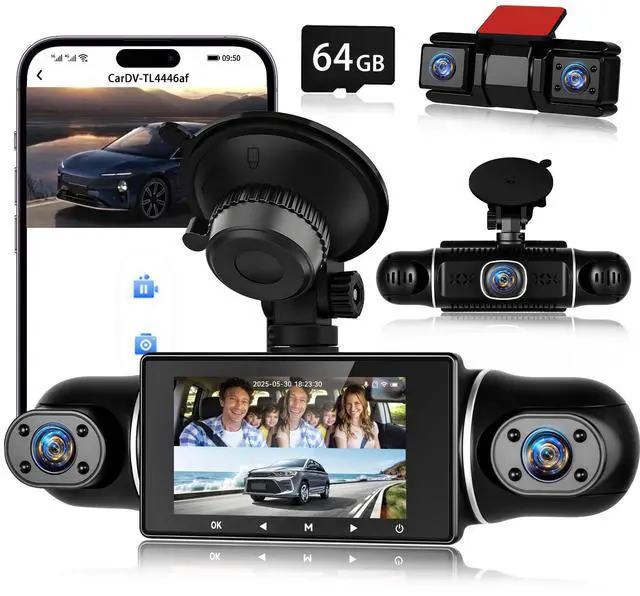 Main image of 5 Channel Dash Cam 360°View with WiFi & APP Control, 5x1080P Front and Rear Inside Left Right, Five Cameras with 64GB Card, G-Sensor, 24 Hours Parking Mode, Loop Recording, Night Vision