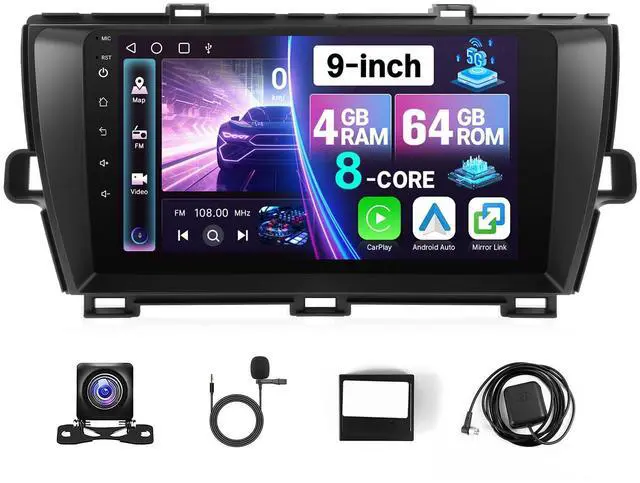 Main image of 4+64GB Android 13 Car Stereo for Toyota Prius 2010-2015 (for J.B.L Version) with Carplay Android Auto, 9" IPS Touchscreen Head Unit for Prius Radio with BT GPS WiFi + MIC + Camera + CANBUS