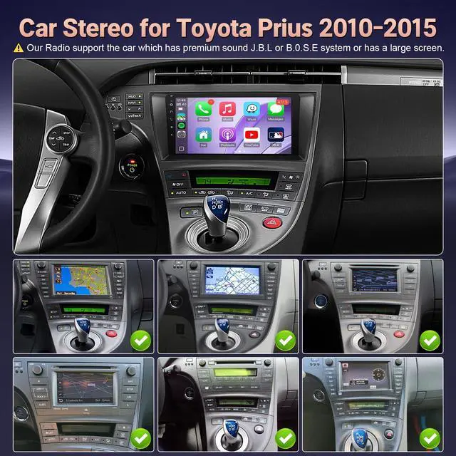 Alt view image 2 of 6 - 4+64GB Android 13 Car Stereo for Toyota Prius 2010-2015 (for J.B.L Version) with Carplay Android Auto, 9" IPS Touchscreen Head Unit for Prius Radio with BT GPS WiFi + MIC + Camera + CANBUS