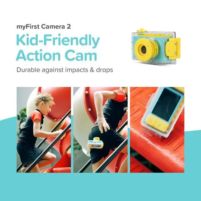 Alt view image 4 of 6 - myFirst Camera 2 - Kids Action and Underwater Camera, 8MP 1080P HD Video, Webcam, for Toddler, Tripod Mount, MicroSD Card, Neck Lanyard, Christmas or Birthday Gift for Kids 3-12 (Blue)