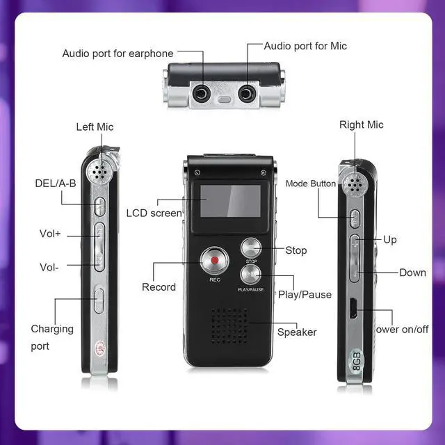 Alt view image 2 of 6 - 7 Pcs Ghost Hunting Equipment Kit 1 Electromagnetic Paranormal Radiation Detector 1 Digital EVP Voice Recorder 1 Hand Held Radio 1 UV Flashlight 3 LED Light up Cat Balls, 8gb(Clear)