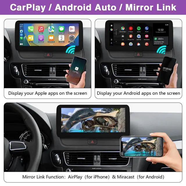 Alt view image 4 of 6 - 12.3 inch Touchscreen Wireless CarPlay Android Auto Multimedia Car Radio Receiver for Audi Q5 with MMI 2G System (2009-2017), Support Mirrorlink, Camera, Navigation