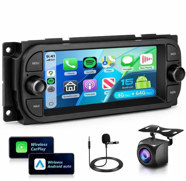 Main image of 4+64G Radio for Dodge Ram 1500/2500/3500 2002-2006,for Jeep Grand Cherokee 1999-2004,for Jeep Wrangler 2003-2006-Android Wireless CarPlay Android Auto 6.86 IPS Touch Screen Car Radio for Dodge Ram